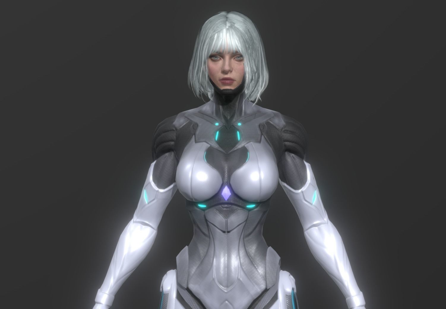 Cyborg Girl 3D model_2