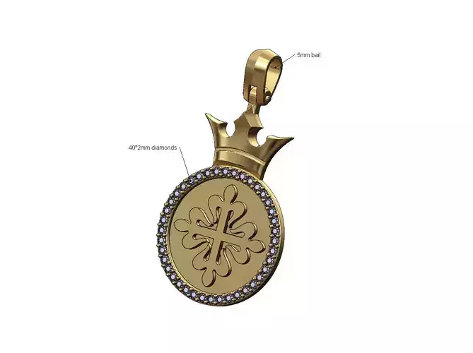 Diamond simple crown PP logo pendant 3D print model