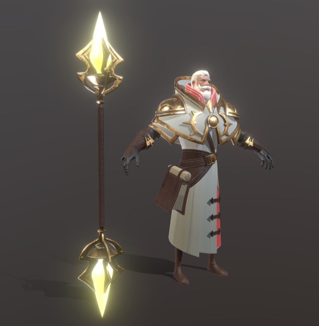 Old Wizard Low-poly 3D model_6