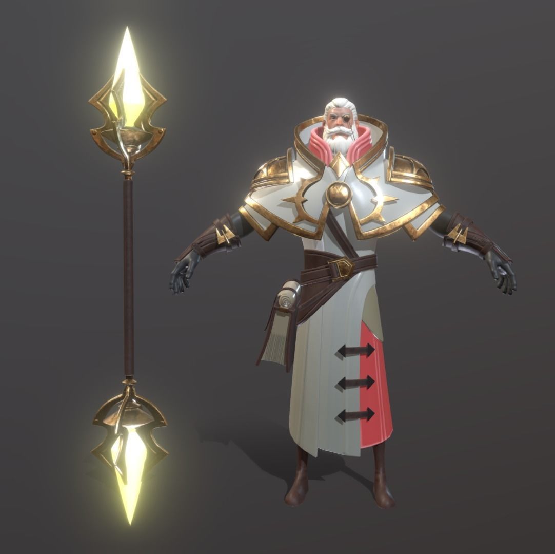 Old Wizard Low-poly 3D model_5
