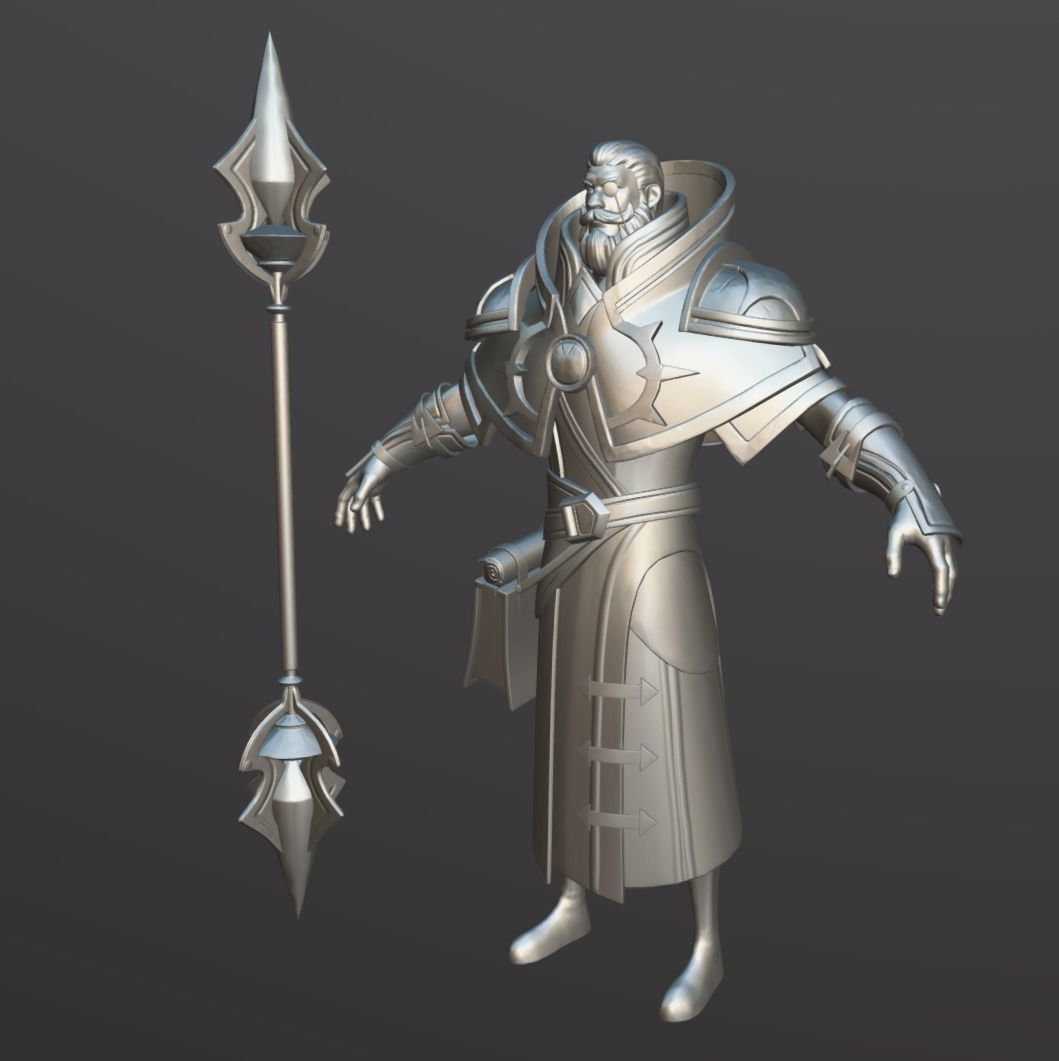 Old Wizard Low-poly 3D model_14
