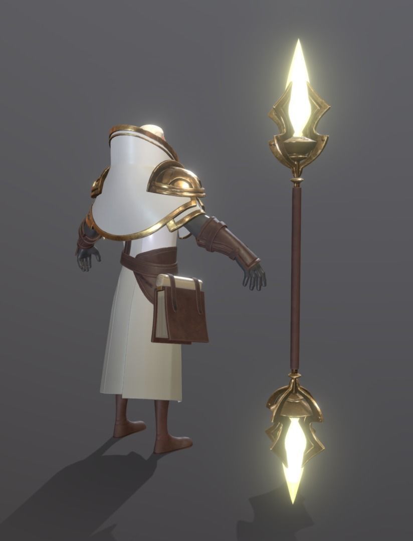 Old Wizard Low-poly 3D model_7