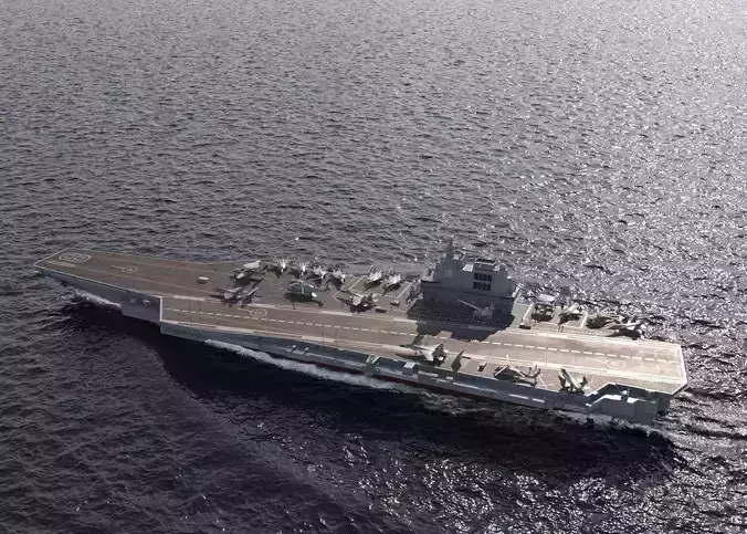 PLA NAVY Type 003 class aircraft carrier Fujian ship CV18 Low-poly 3D model