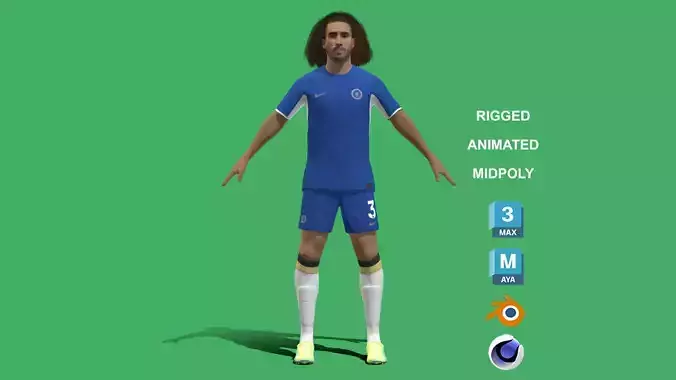 3D Rigged Marc Cucurella Chelsea 2024 3D model