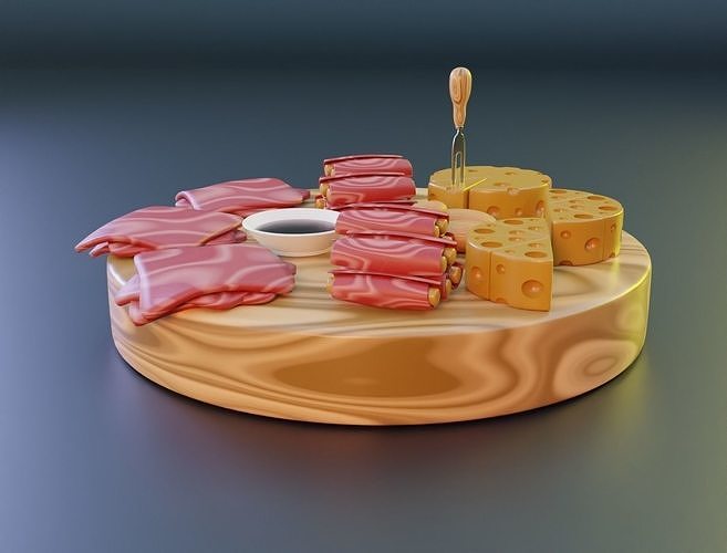 Chesse and meat 3D model Low-poly 3D model 5