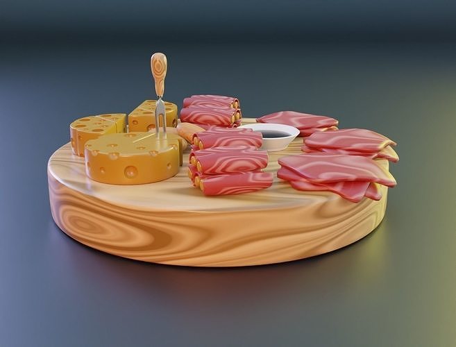 Chesse and meat 3D model Low-poly 3D model 4
