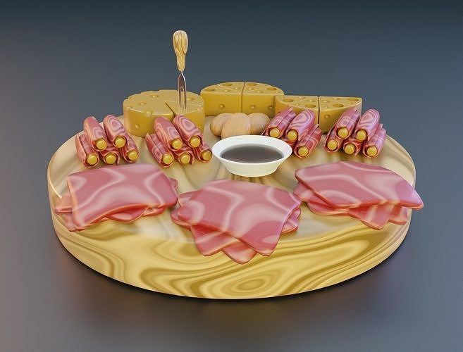 Chesse and meat 3D model Low-poly 3D model 2