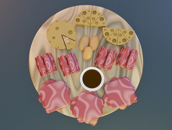 Chesse and meat 3D model Low-poly 3D model 3