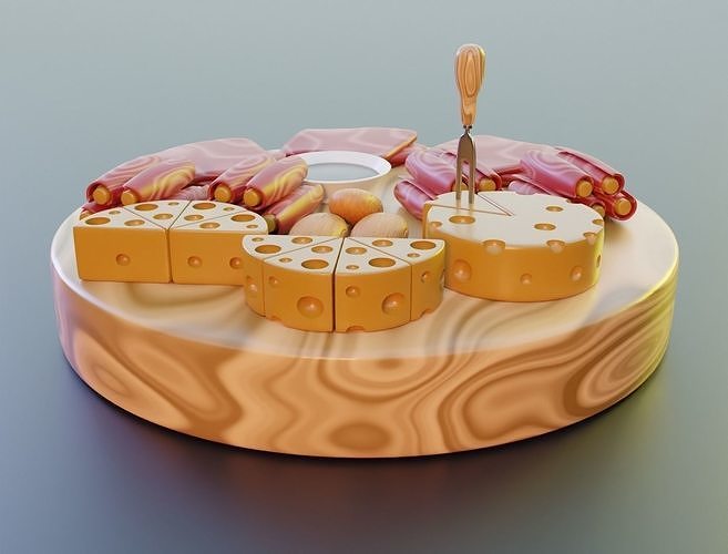 Chesse and meat 3D model Low-poly 3D model 6
