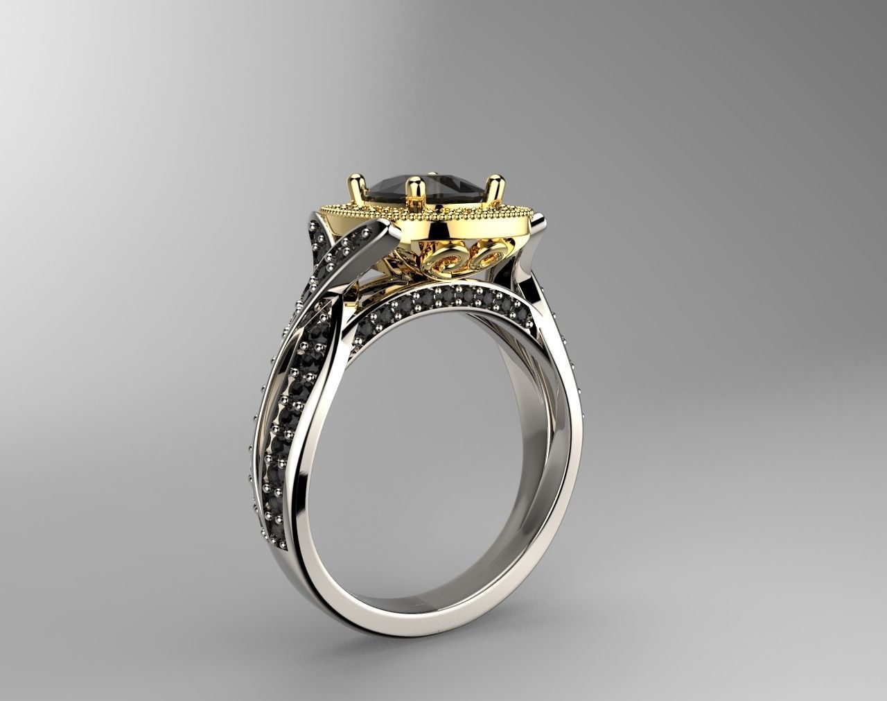 diamond engagement ring 3D print model_4