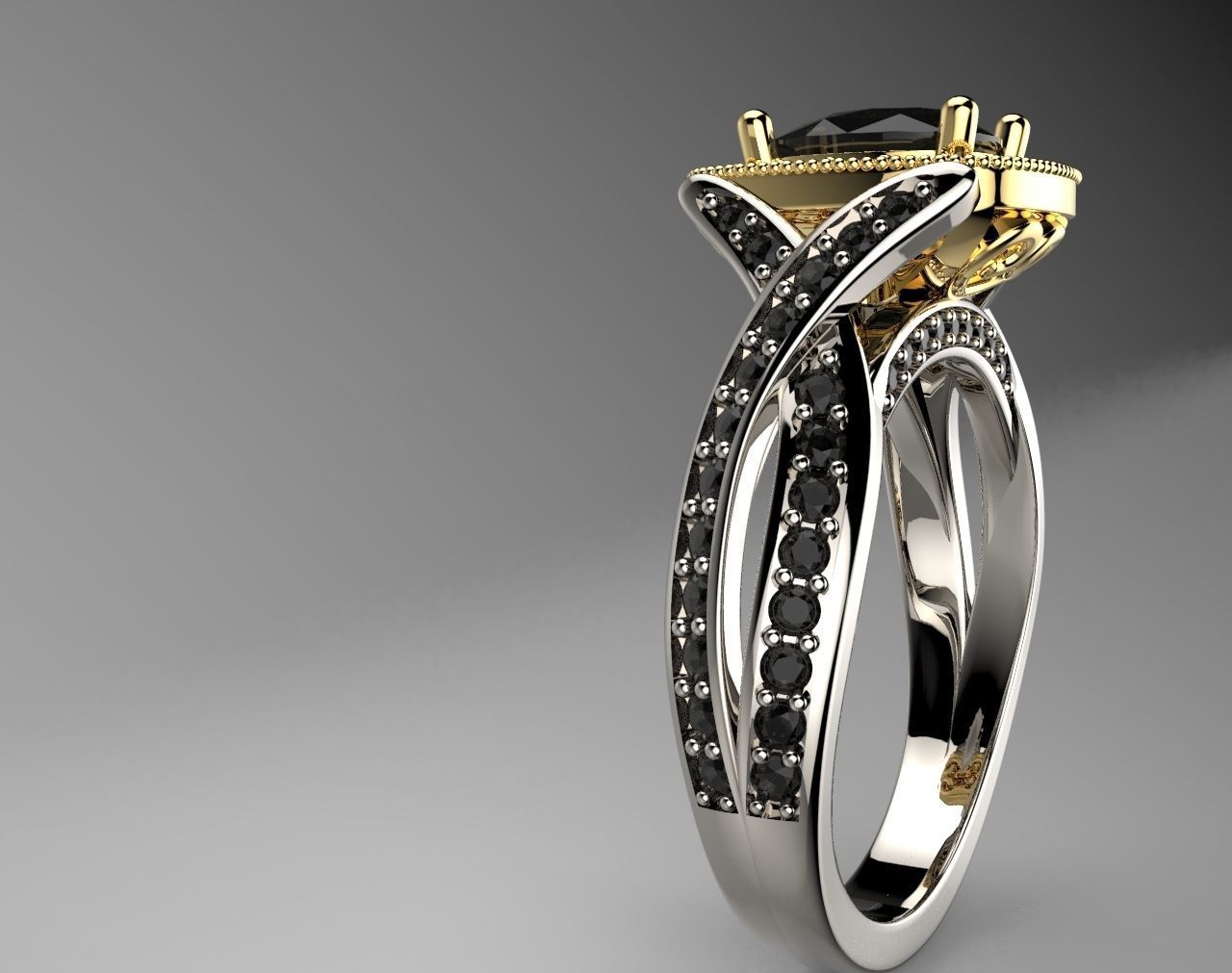 diamond engagement ring 3D print model_5