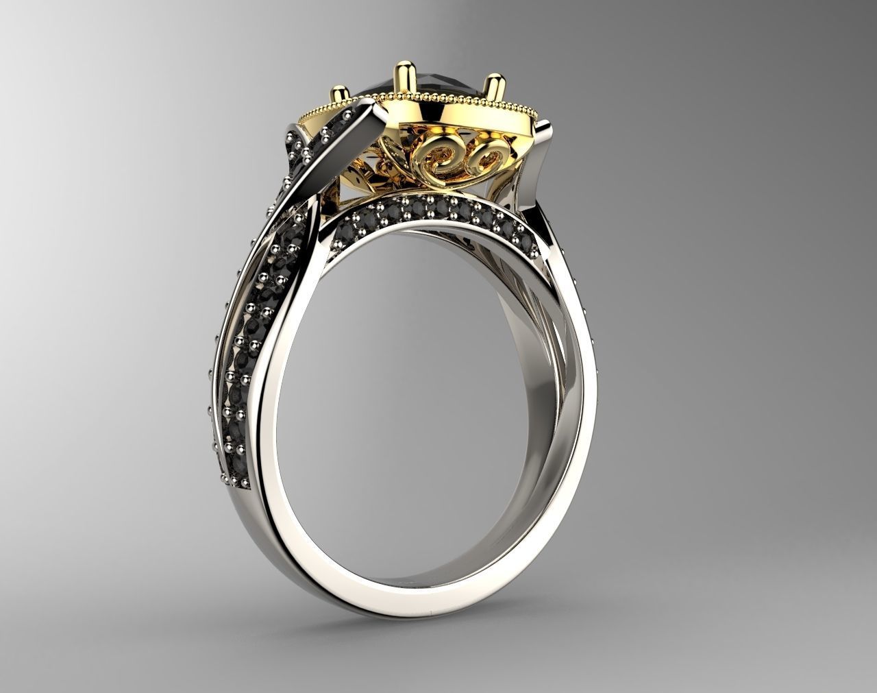 diamond engagement ring 3D print model_1