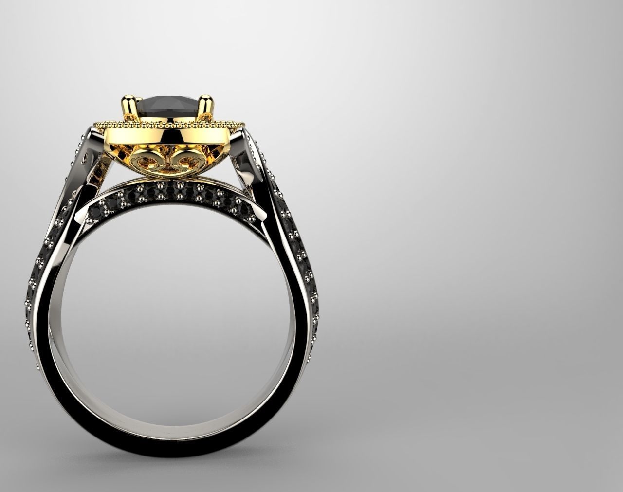 diamond engagement ring 3D print model_2