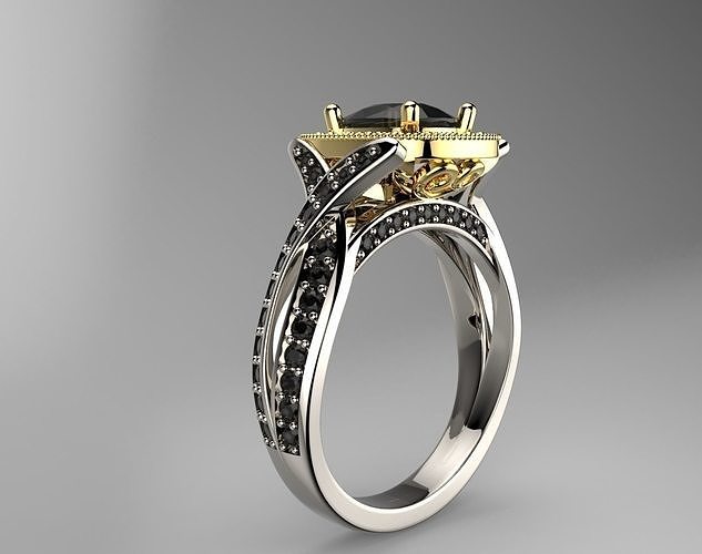 diamond engagement ring 3D print model