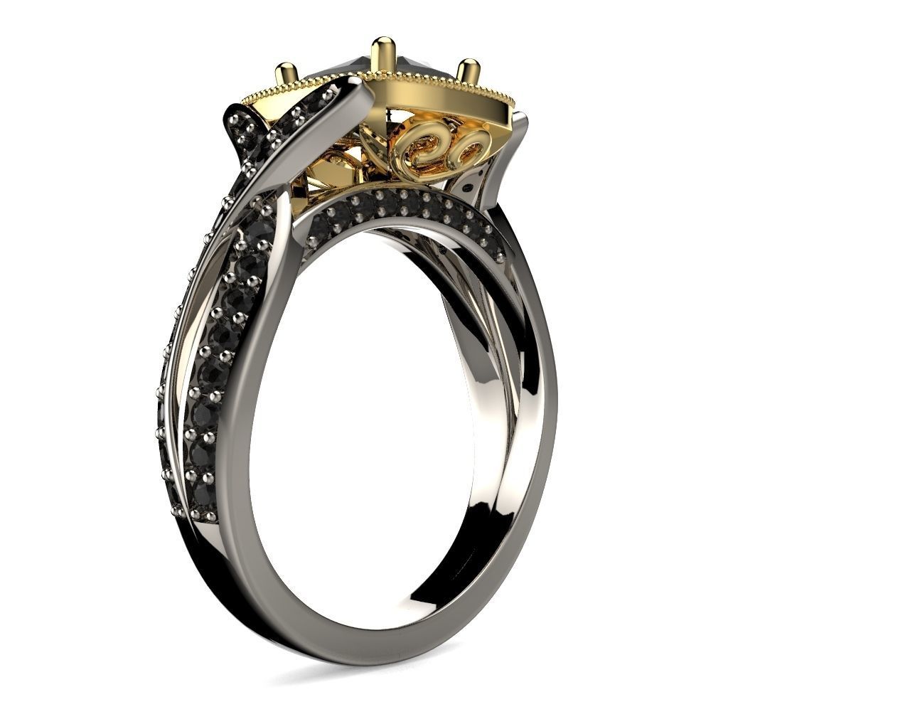 diamond engagement ring 3D print model_3
