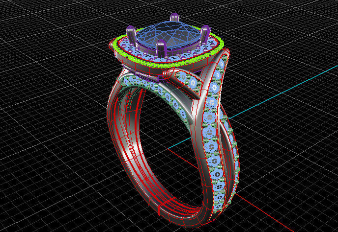 diamond engagement ring 3D print model_6