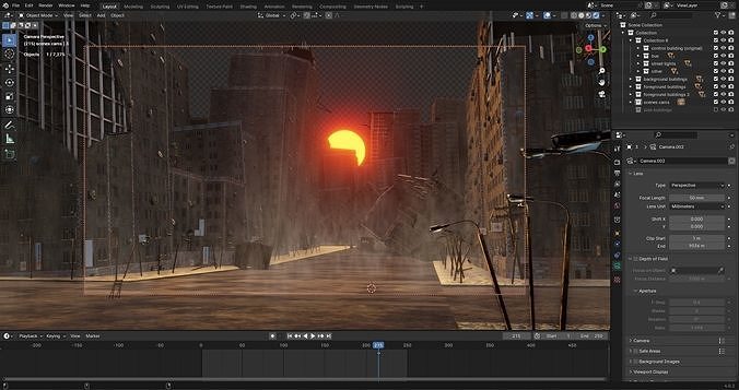 destroyed city 3D model 2