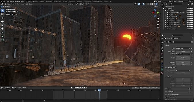 destroyed city 3D model 4