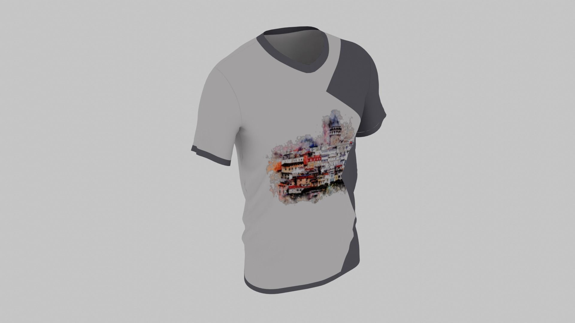 Male T-Shirt Low-poly 3D model_1