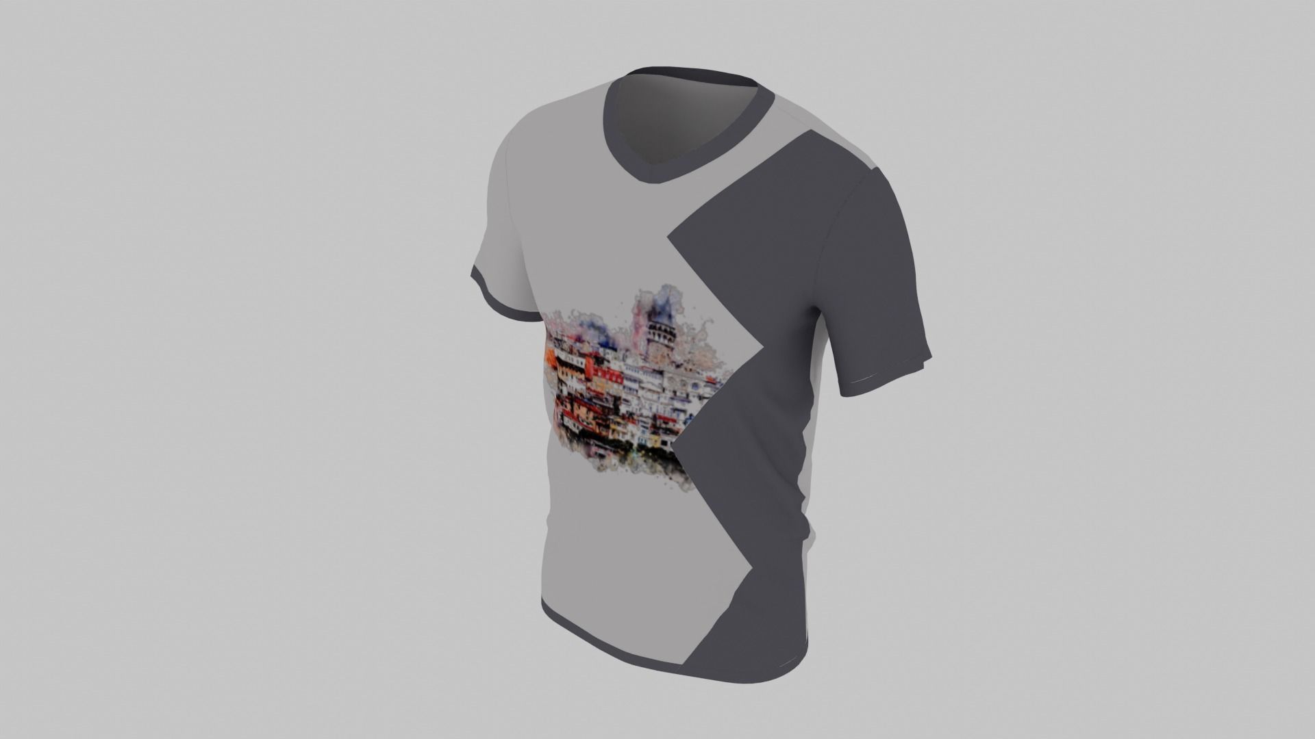 Male T-Shirt Low-poly 3D model_2