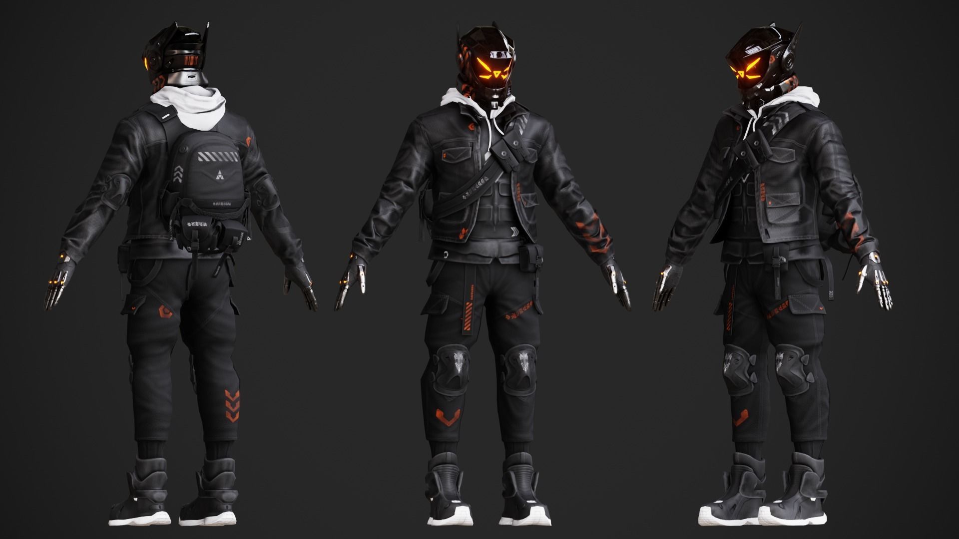 Cyberpunk Borz Robot Low-poly 3D model_9