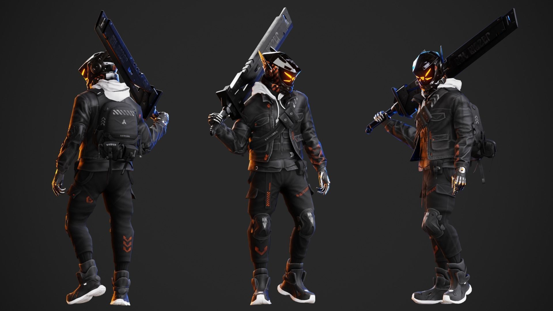 Cyberpunk Borz Robot Low-poly 3D model_8