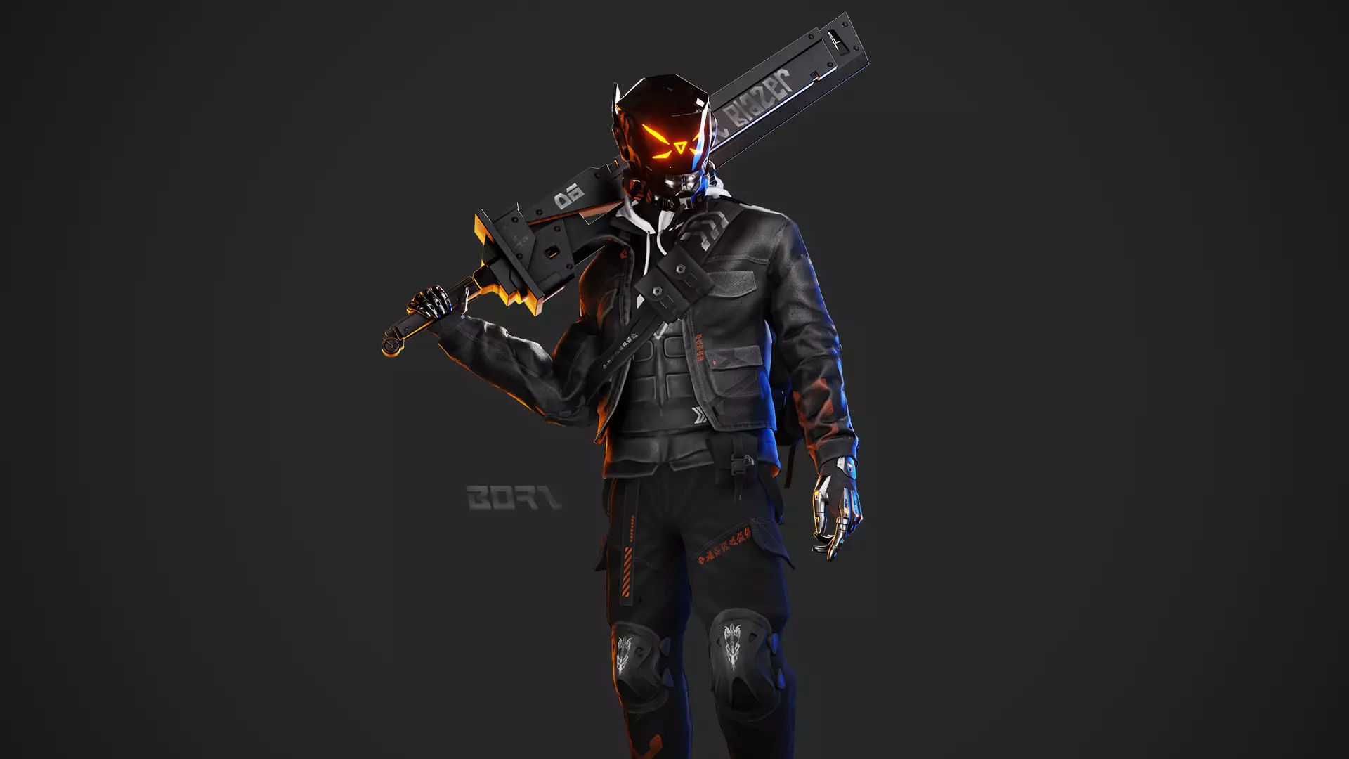 Cyberpunk Borz Robot Low-poly 3D model_0