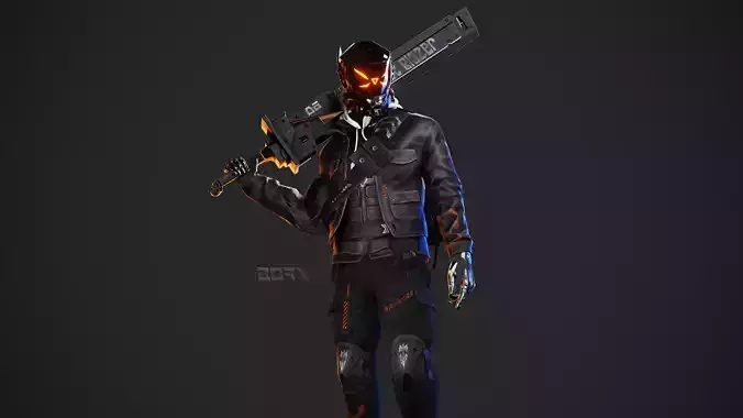 Cyberpunk Borz Robot Low-poly 3D model