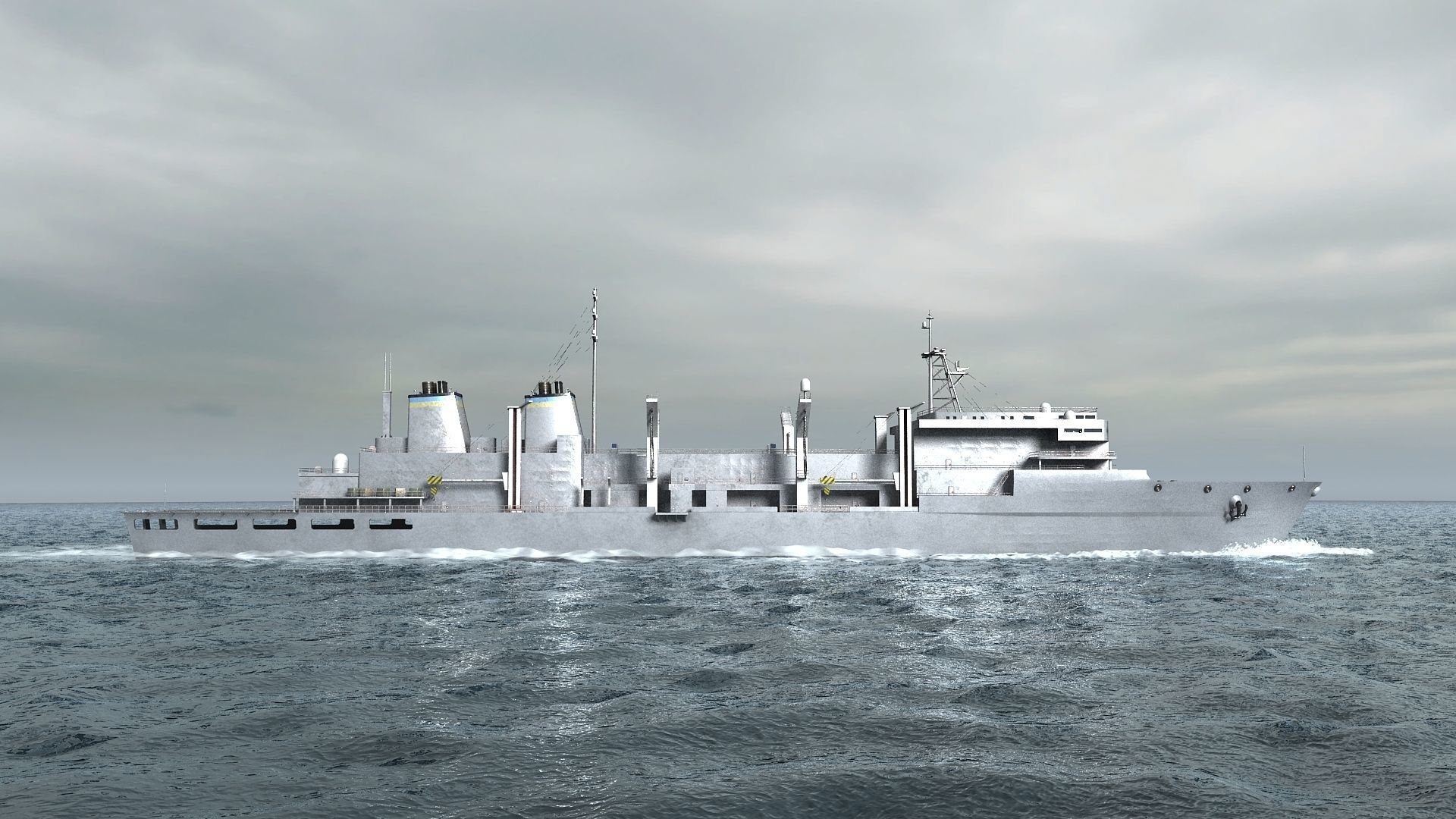 US Navy Supply-class fast combat support USS Low-poly 3D model_2