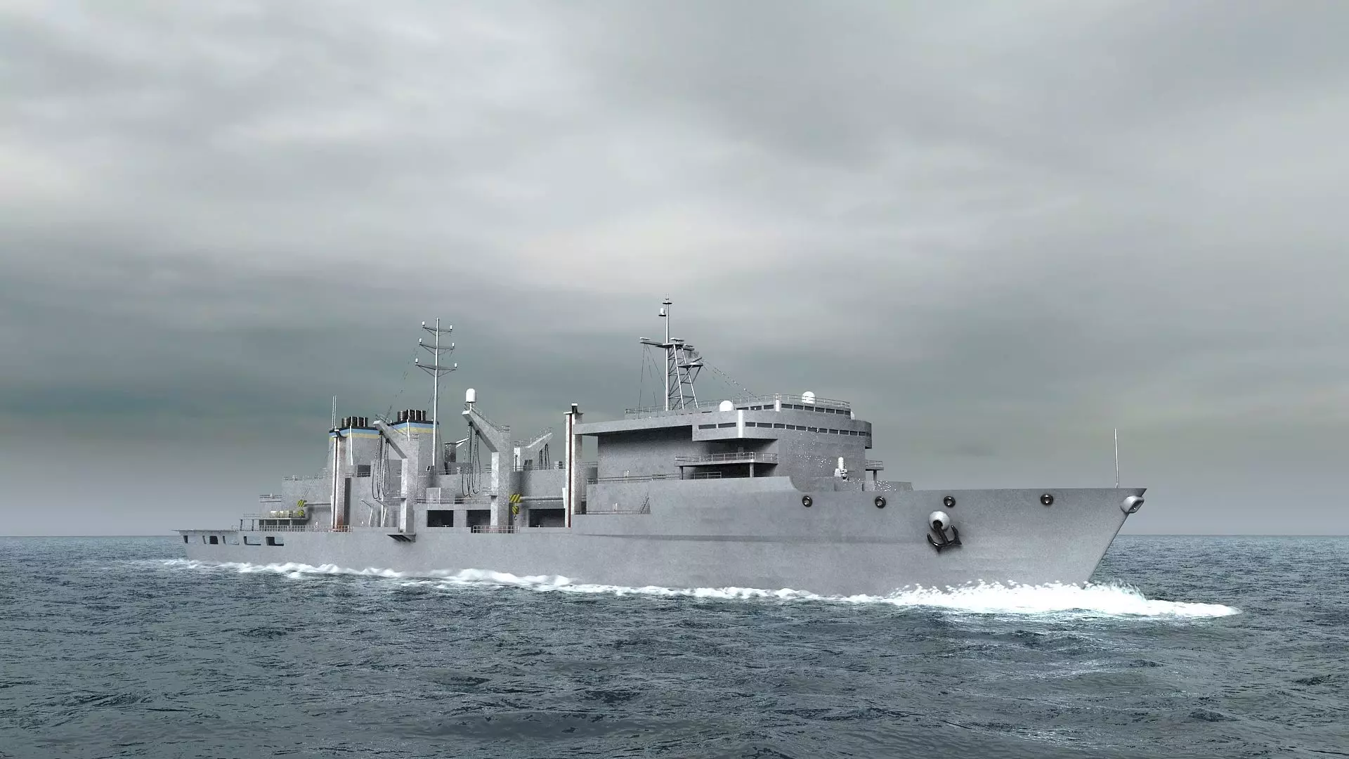 US Navy Supply-class fast combat support USS Low-poly 3D model_0