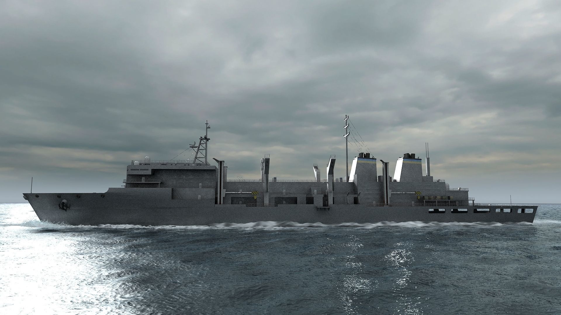 US Navy Supply-class fast combat support USS Low-poly 3D model_3