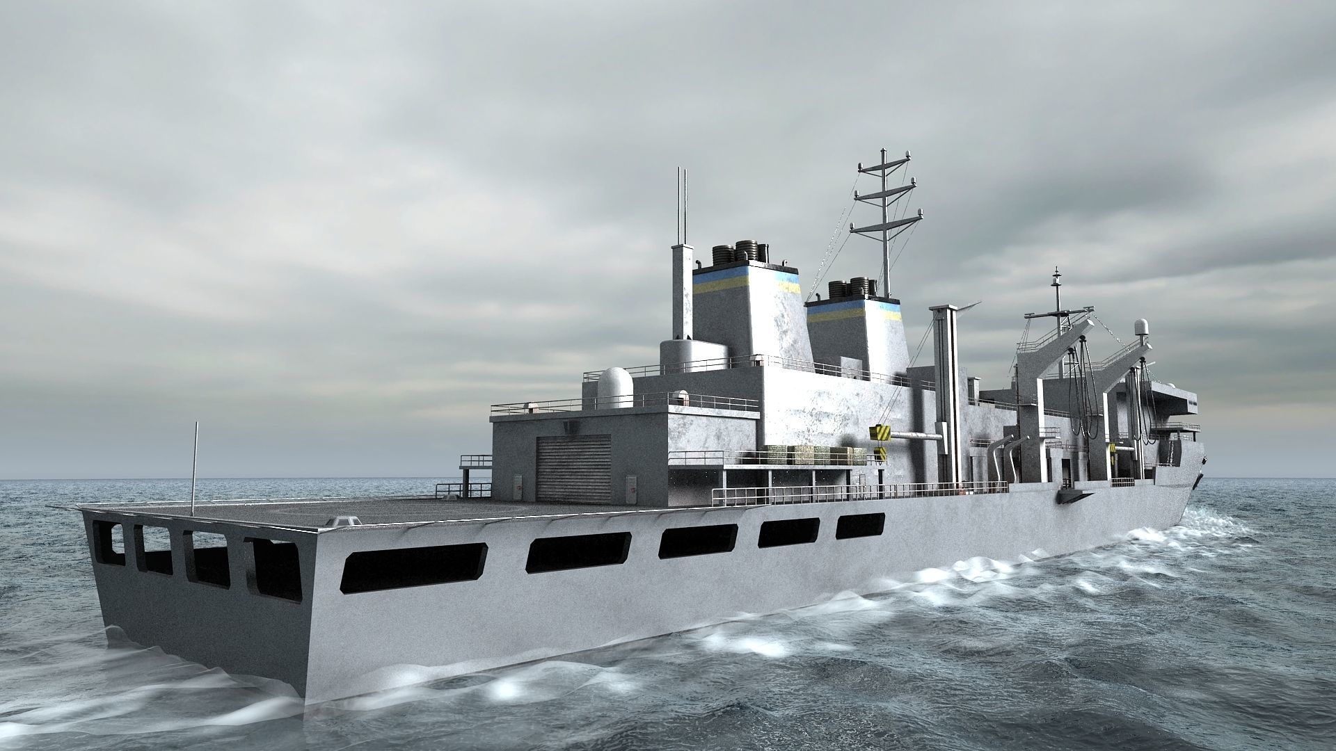 US Navy Supply-class fast combat support USS Low-poly 3D model_1