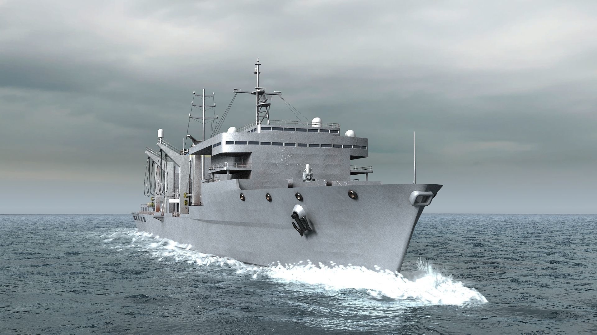 US Navy Supply-class fast combat support USS Low-poly 3D model_4