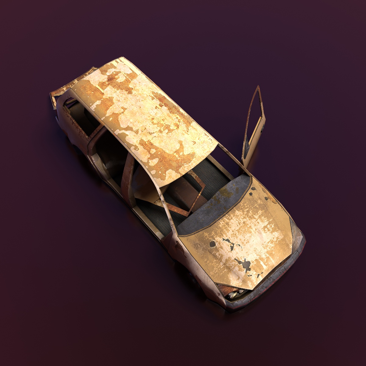 Junkyard Station Wagon Low-poly 3D model_3