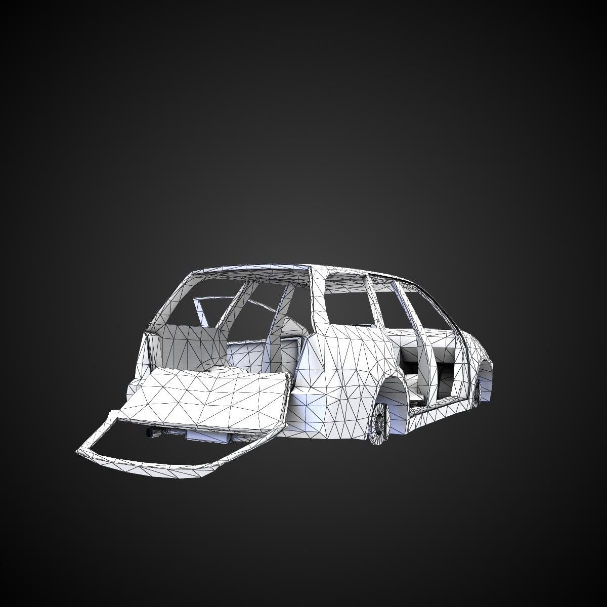 Junkyard Station Wagon Low-poly 3D model_9