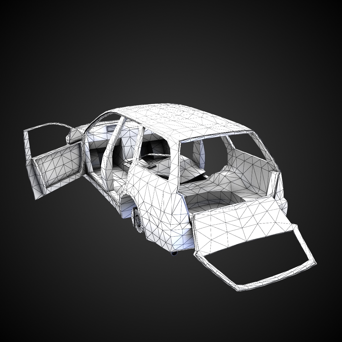 Junkyard Station Wagon Low-poly 3D model_7