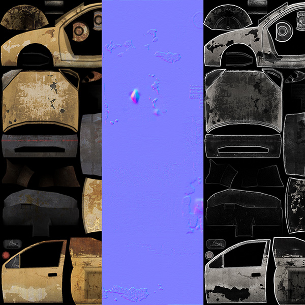 Junkyard Station Wagon Low-poly 3D model_5