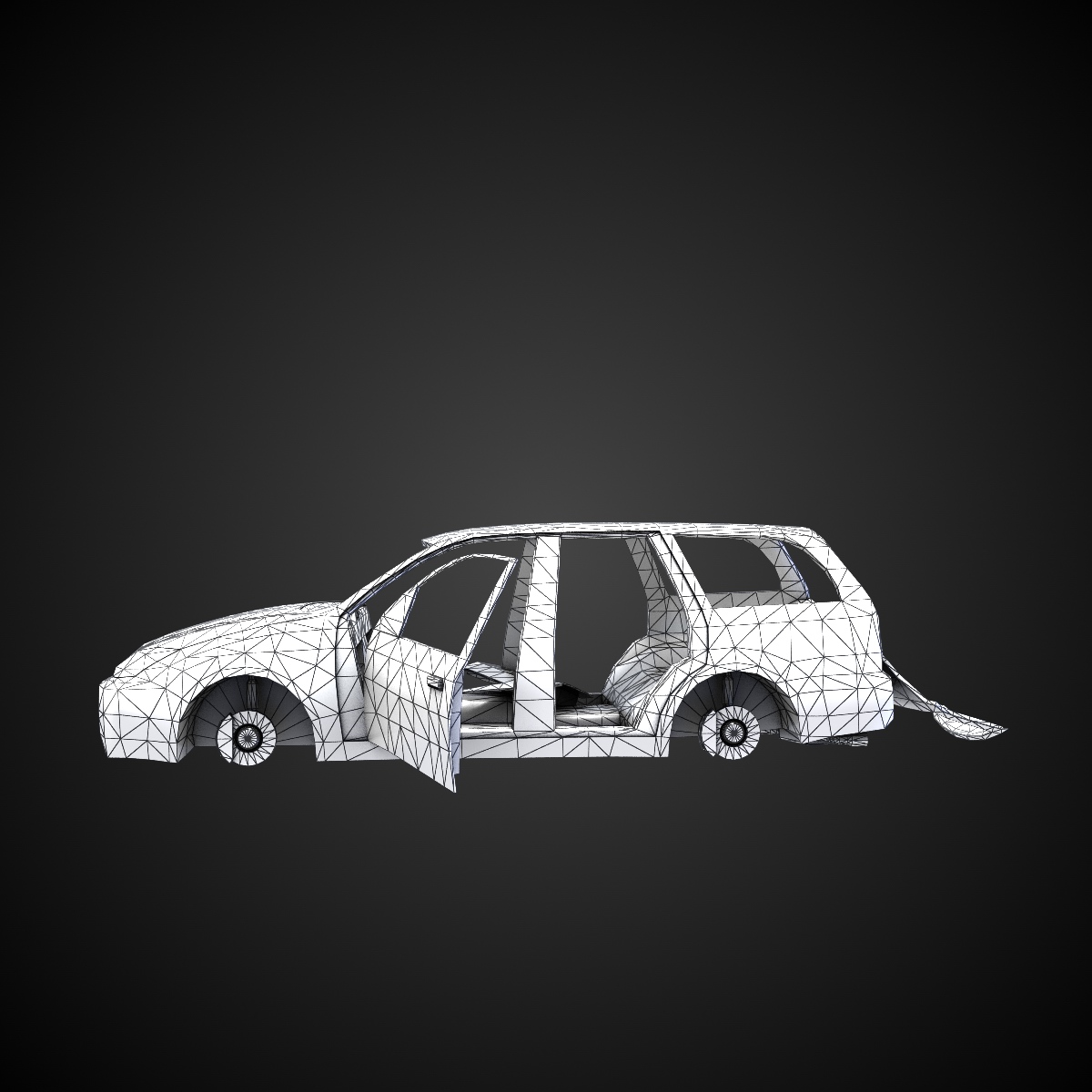 Junkyard Station Wagon Low-poly 3D model_8