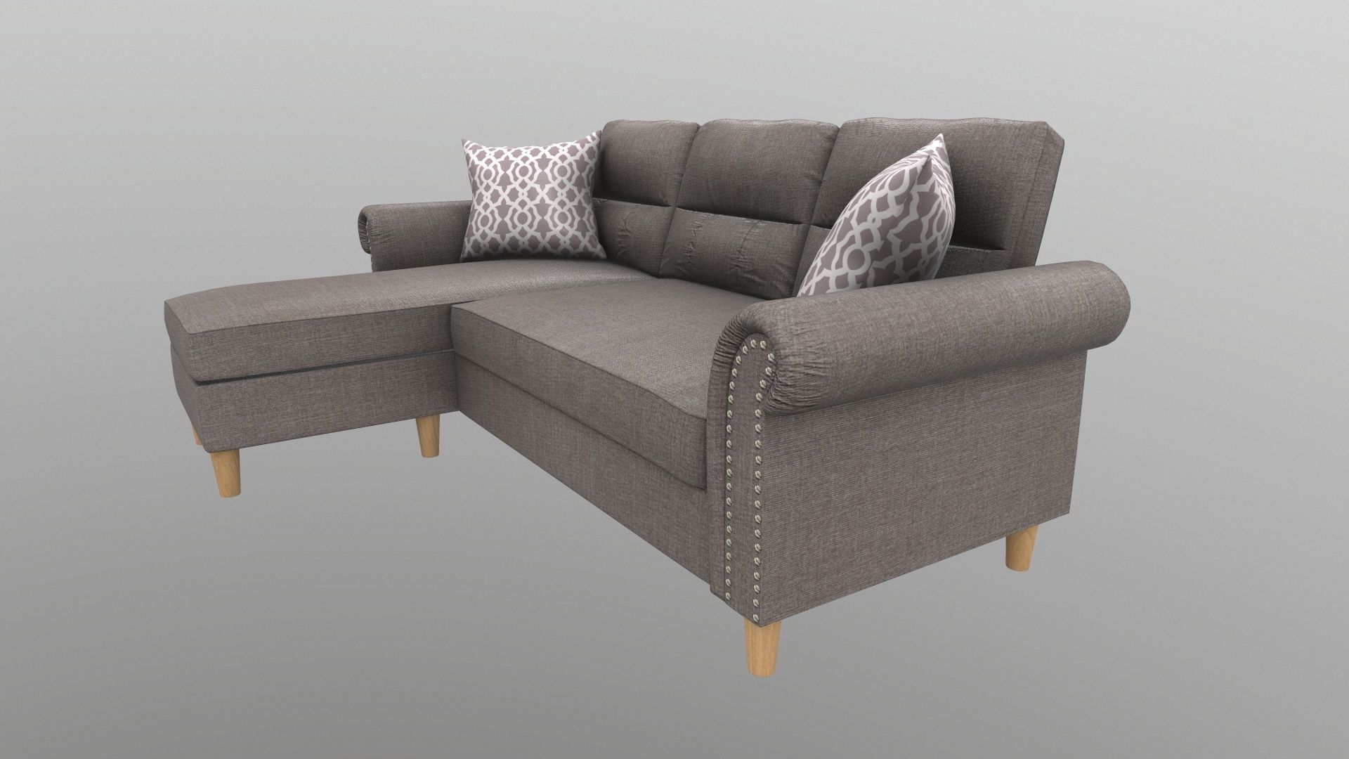 Sofa Set L Shape Fabric 3D model_2