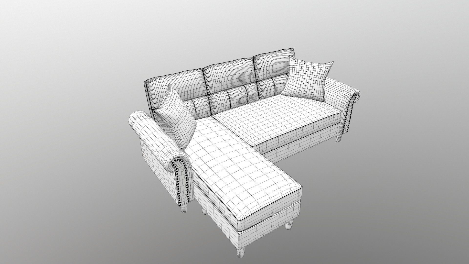 Sofa Set L Shape Fabric 3D model_10