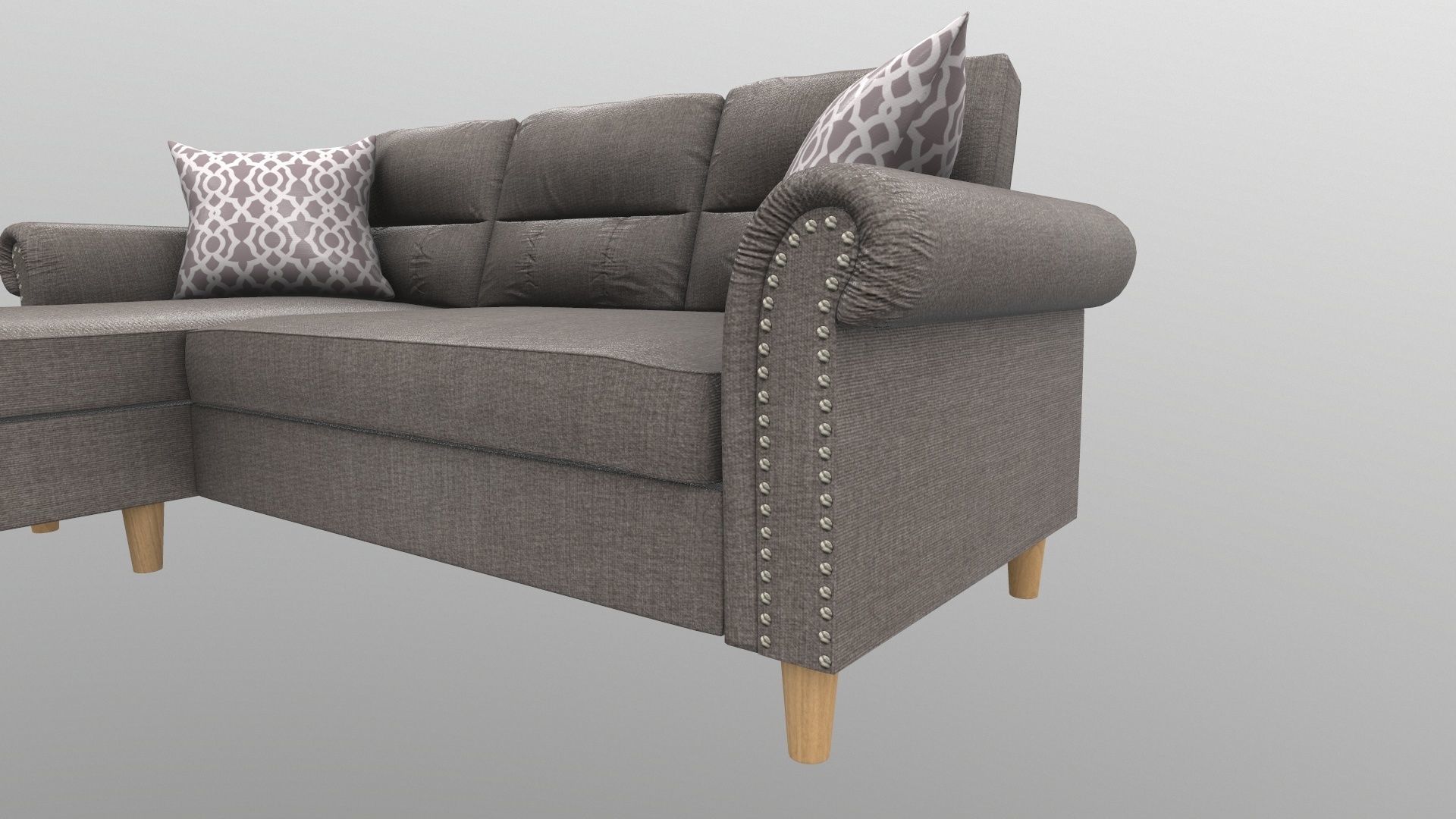 Sofa Set L Shape Fabric 3D model_6