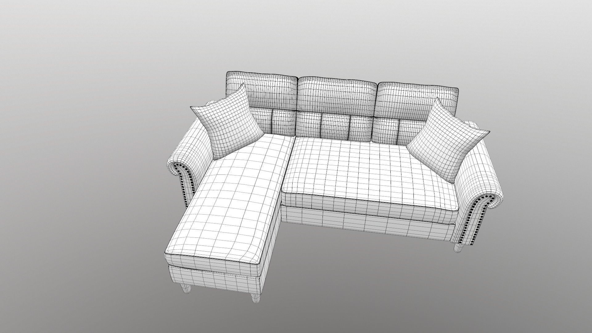 Sofa Set L Shape Fabric 3D model_11