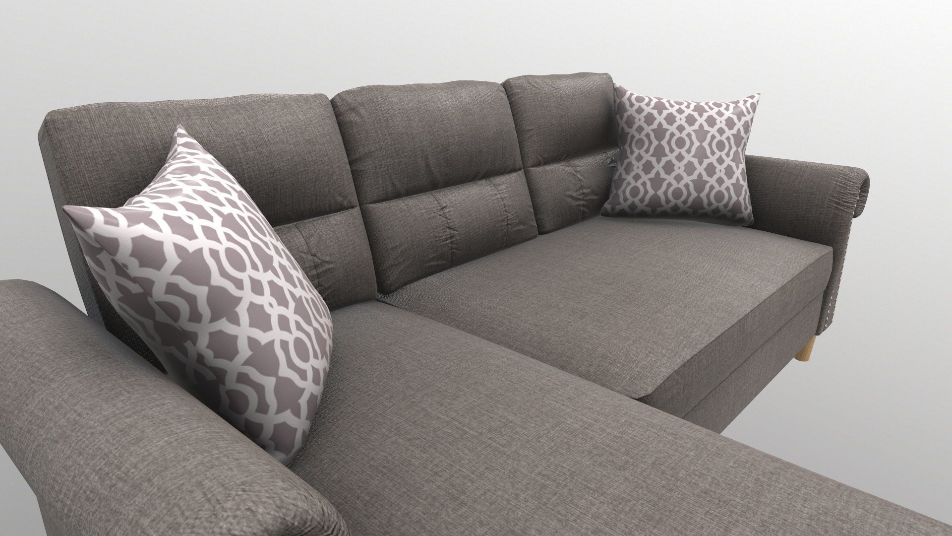 Sofa Set L Shape Fabric 3D model_4