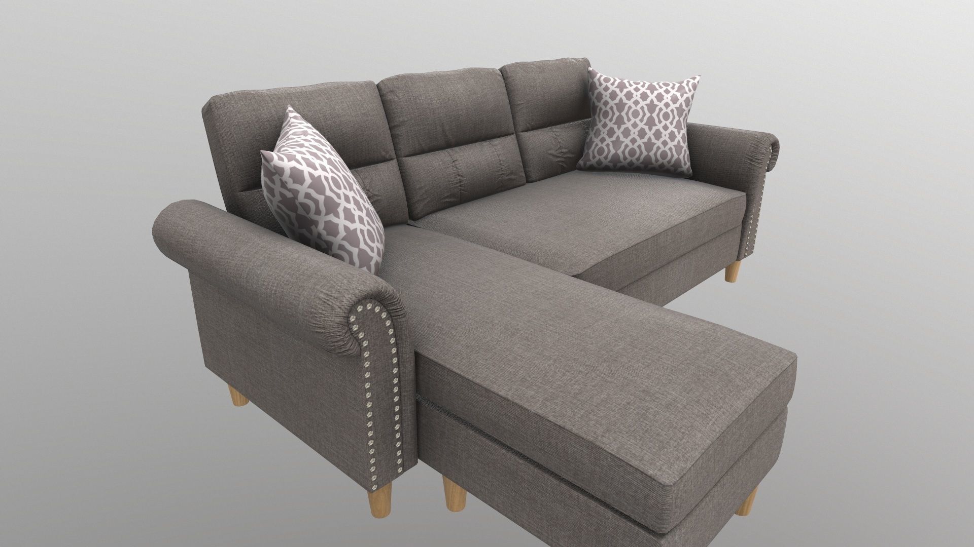 Sofa Set L Shape Fabric 3D model_8