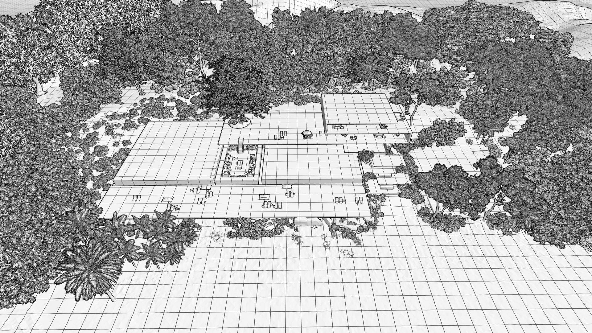 Folding modern architecture beach house Revit Rocks underground 3D model_14