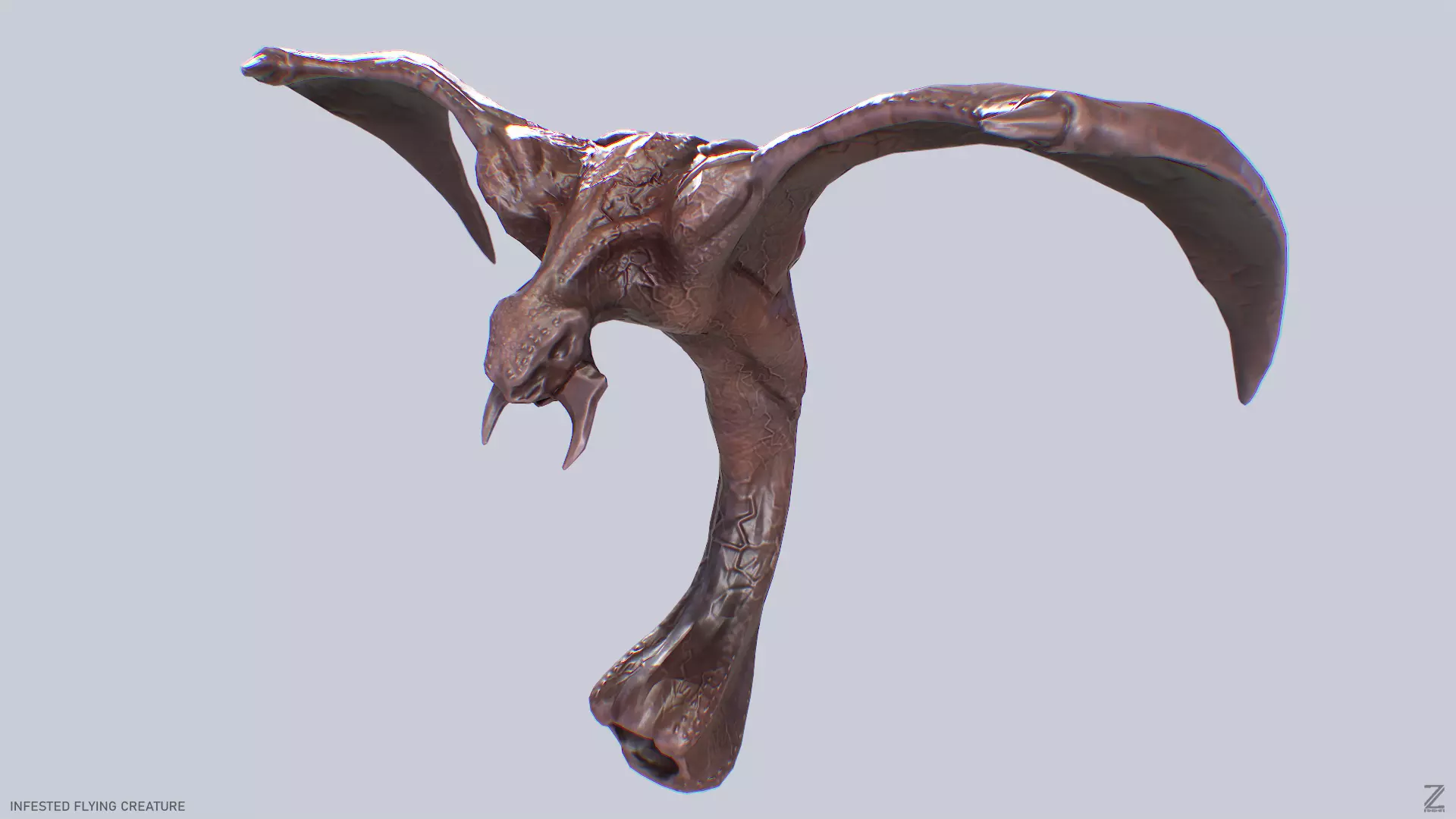 Infested flying creature Low-poly 3D model