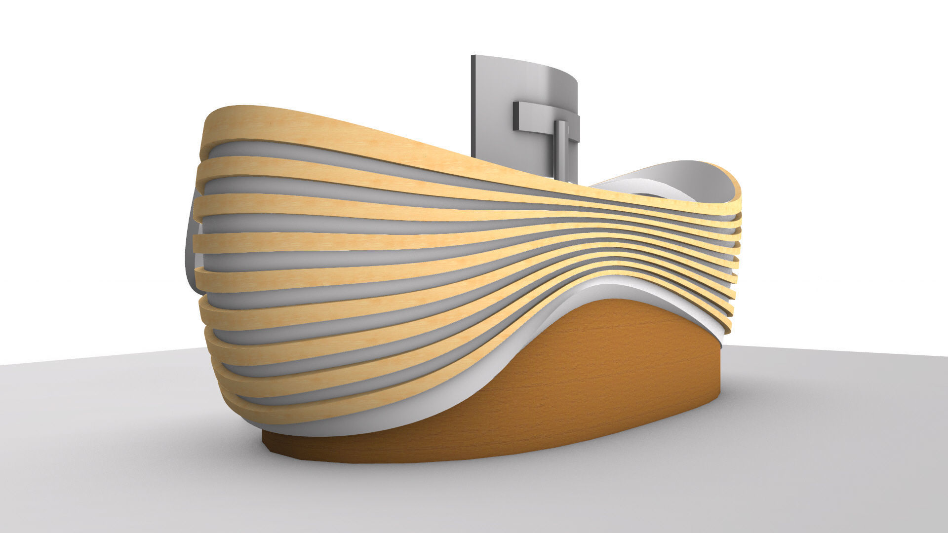 Parametric Wavy Reception Desk 3D model_10