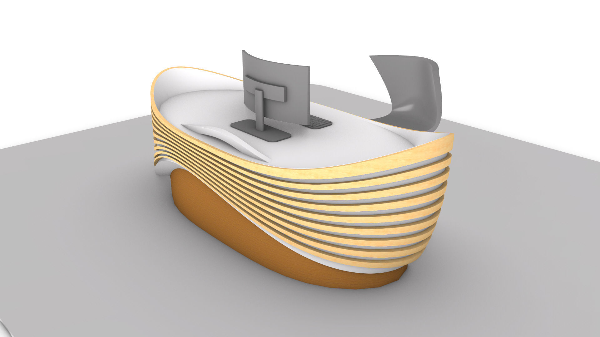 Parametric Wavy Reception Desk 3D model_4
