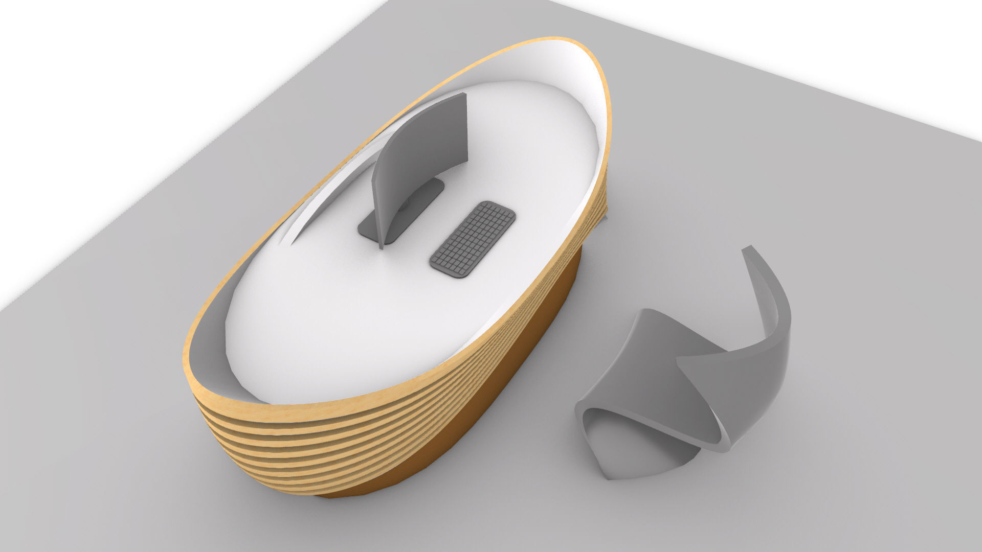 Parametric Wavy Reception Desk 3D model_15