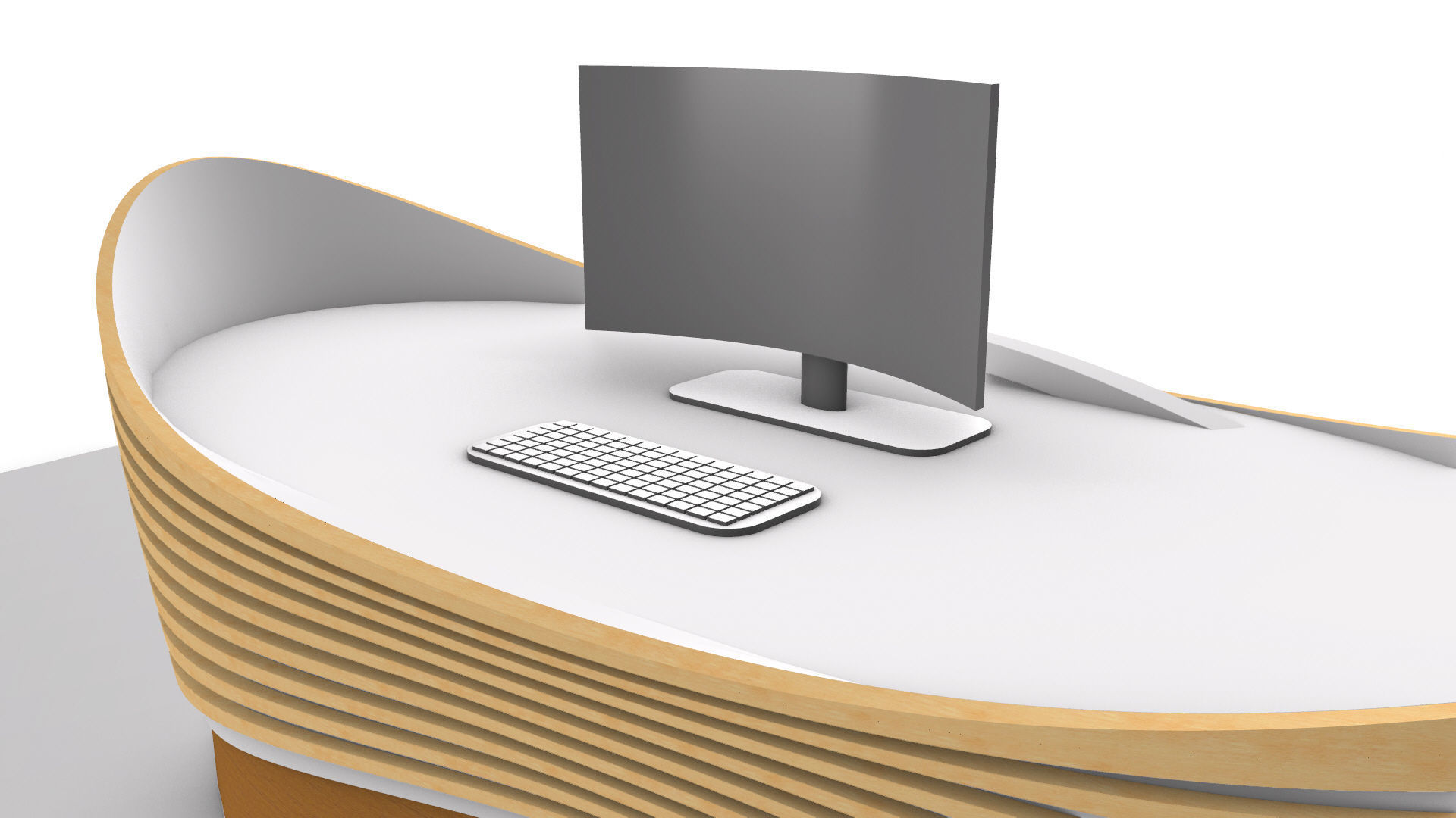 Parametric Wavy Reception Desk 3D model_17